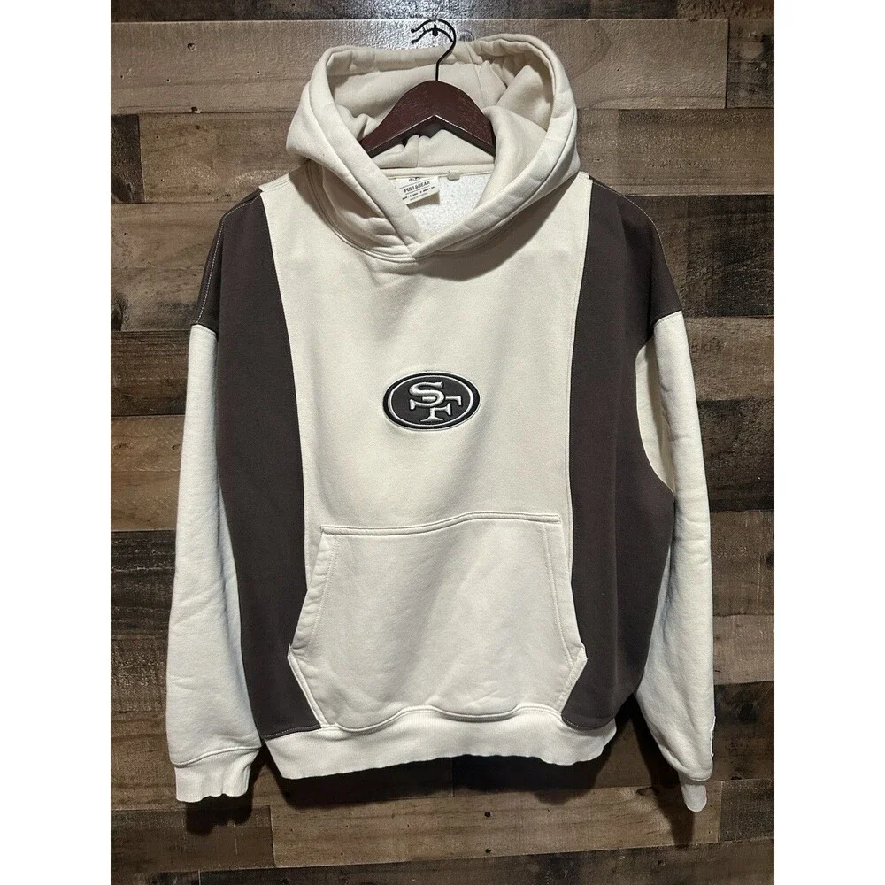 NFL 49ers Pull and Bear Brown Tan Sweatshirt Hoodie Small